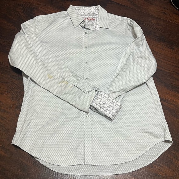 ROBERT GRAHAM LONG SLEEVE BUTTON DOWN SHIRT XL flip cuff detail GUC *stain - Picture 5 of 15